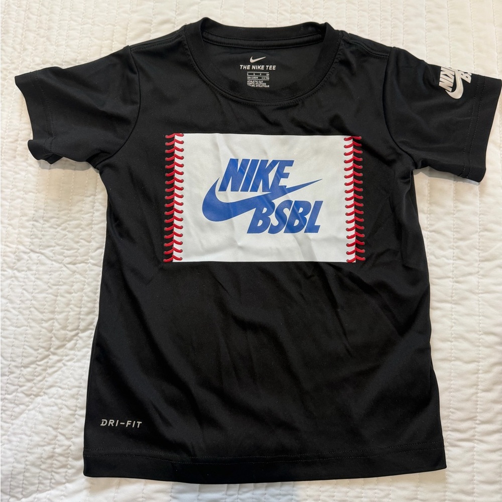 Nike Kids Black Tee with Blue and Red Accents (5) - Picture 1 of 4